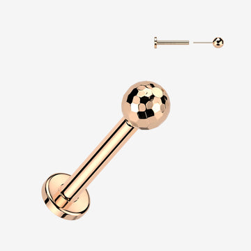 Implant Grade Titanium OneFit Threadless Rose Gold Multi-Faceted Top Flat Back Labret